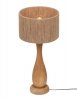 Naturalna lampa stołowa Trio TOBA 567200130 z drewnianą podstawą i plecionym kloszem z juty, styl boho na stolik nocny.